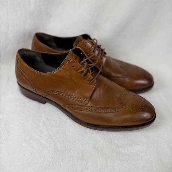 Cole Haan Men’s Wingtip Oxford Dress Shoes Grand.OS Tan Leather Size 10.5 - Picture 1 of 13